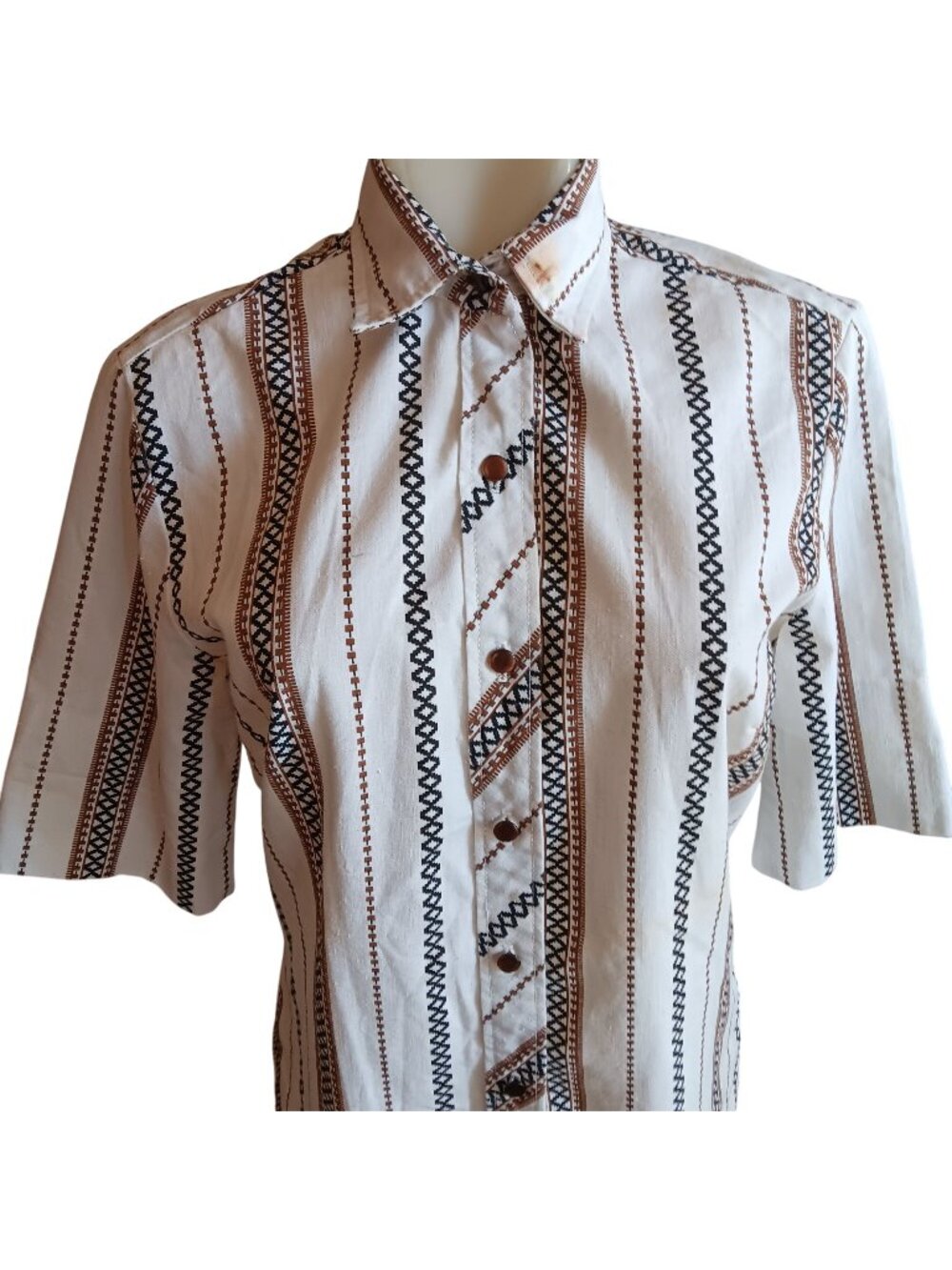 1970s Striped Vintage Women's Medium Tunic Top Geometric Dallas Groovy Granny